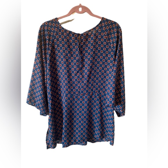 Chenault 3/4 Sleeve Blue Front Tie Blouse Size 1X Like New - Picture 2 of 6